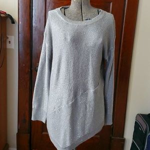 Silver asymmetrical sequin sweater